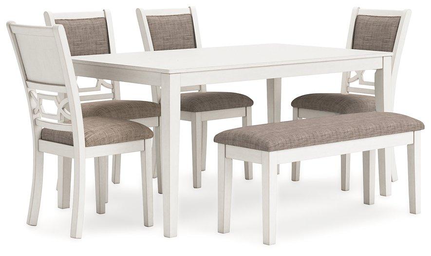 Table à manger Erinberg et 4 chaises et banc (ensemble de 6)