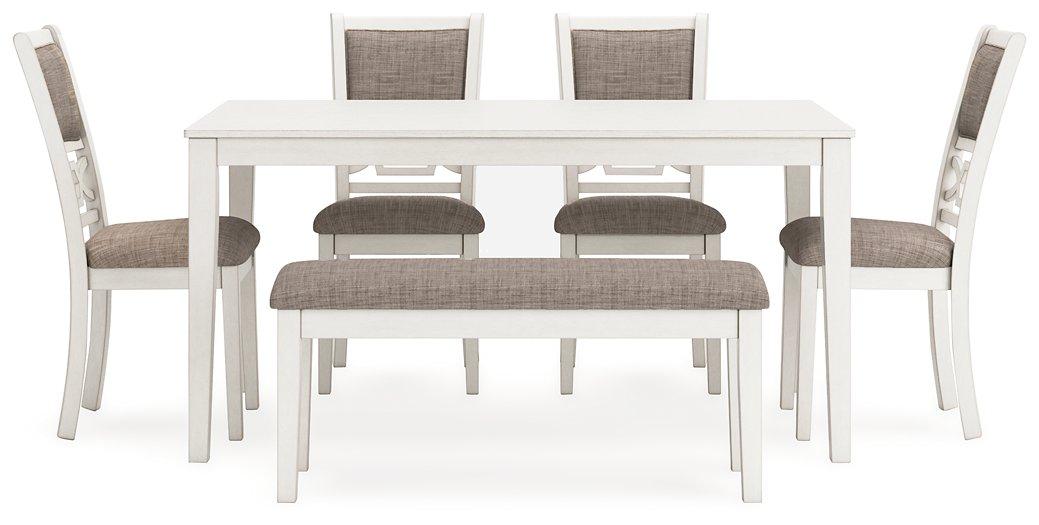 Table à manger Erinberg et 4 chaises et banc (ensemble de 6)