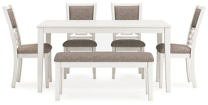 Table à manger Erinberg et 4 chaises et banc (ensemble de 6)