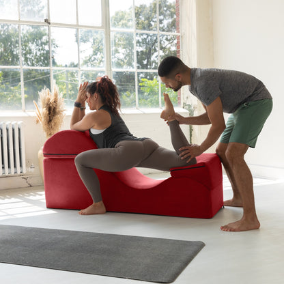 Chaise longue convertible Avana Kami / Yoga et massage - Pouf 2-en-1 avec chaise de salon de yoga escamotable, microvelours - N/A