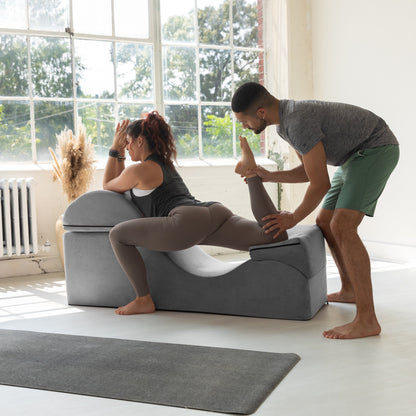 Chaise longue convertible Avana Kami / Yoga et massage - Pouf 2-en-1 avec chaise de salon de yoga escamotable, microvelours - N/A