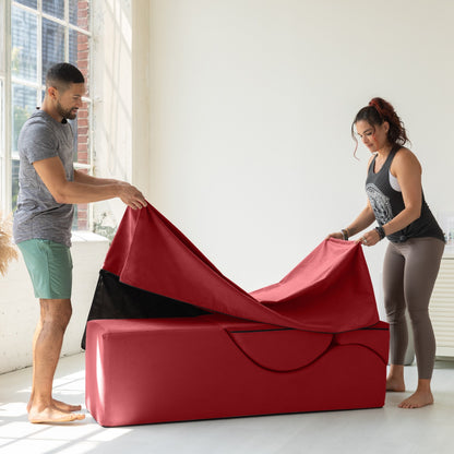 Chaise longue convertible Avana Kami / Yoga et massage - Pouf 2-en-1 avec chaise de salon de yoga escamotable, microvelours - N/A