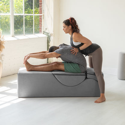 Chaise longue convertible Avana Kami / Yoga et massage - Pouf 2-en-1 avec chaise de salon de yoga escamotable, microvelours - N/A
