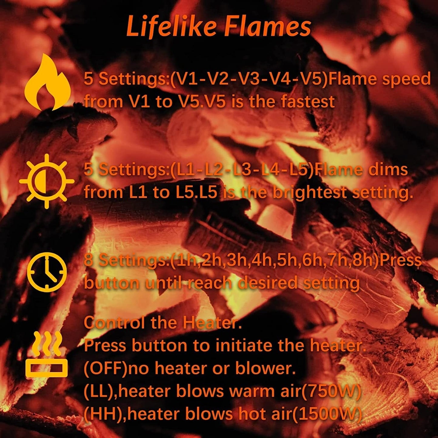 BOSSIN Cheminée électrique 43 pouces avec manteau, insert de cheminée électrique 23 pouces, meuble TV indépendant avec foyer en bois