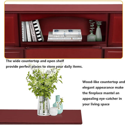 BOSSIN Cheminée électrique 43 pouces avec manteau, insert de cheminée électrique 23 pouces, meuble TV indépendant avec foyer en bois