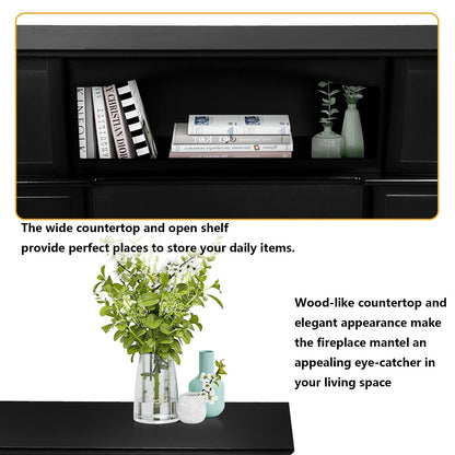 BOSSIN Cheminée électrique 43 pouces avec manteau, insert de cheminée électrique 23 pouces, meuble TV indépendant avec foyer en bois