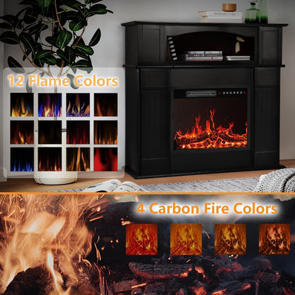 BOSSIN Cheminée électrique 43 pouces avec manteau, insert de cheminée électrique 23 pouces, meuble TV indépendant avec foyer en bois