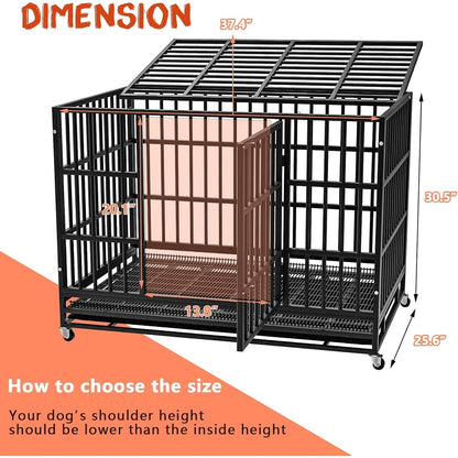 Cage pour chien BOSSIN 48/38 pouces, très résistante et indestructible, cage à chien anti-fuite avec roues verrouillables.
