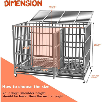 Cage pour chien BOSSIN 48/38 pouces, très résistante et indestructible, cage à chien anti-fuite avec roues verrouillables.