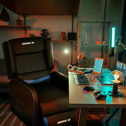 BOSSIN Fauteuil inclinable de jeu ergonomique en cuir PU pour salon