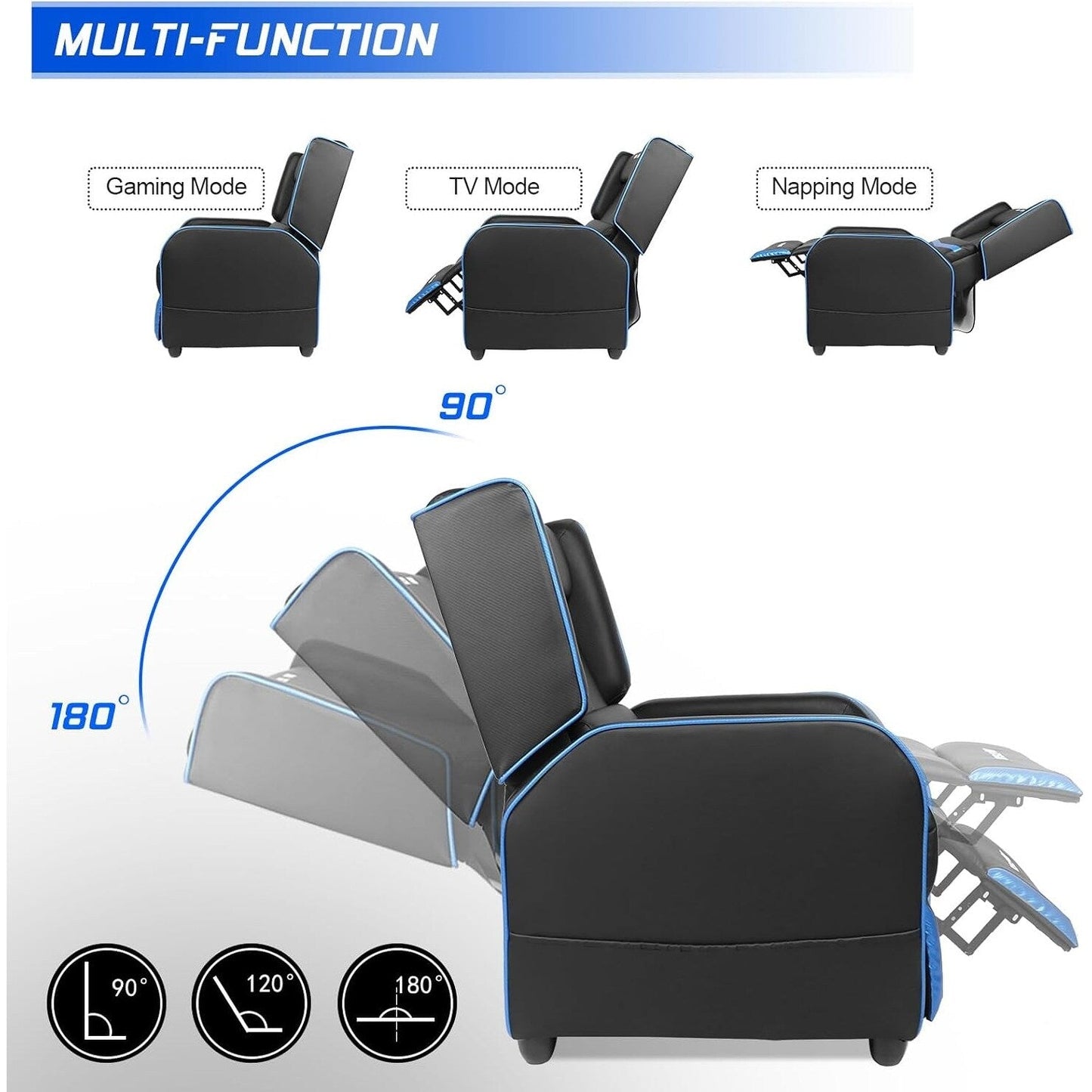 BOSSIN Fauteuil inclinable de jeu ergonomique en cuir PU pour salon