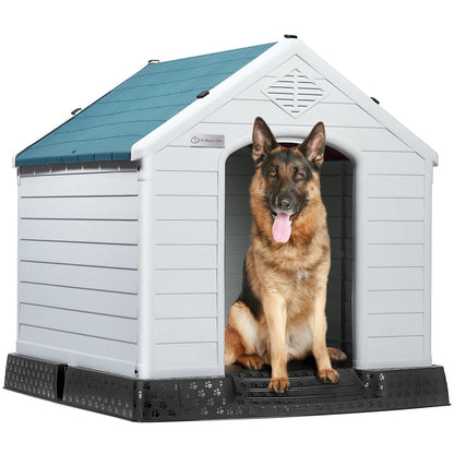 BOSSIN Cabane pour chien en plastique pour chiens de petite à grande taille, abri pour chiot isolé pour intérieur et extérieur avec sol surélevé