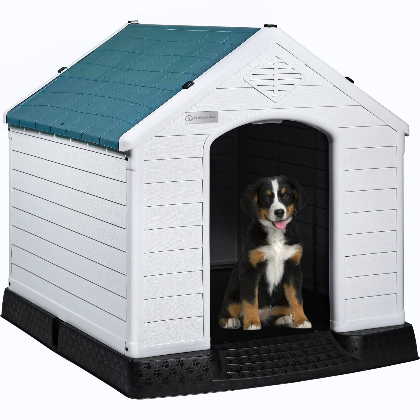 BOSSIN Cabane pour chien en plastique pour chiens de petite à grande taille, abri pour chiot isolé pour intérieur et extérieur avec sol surélevé