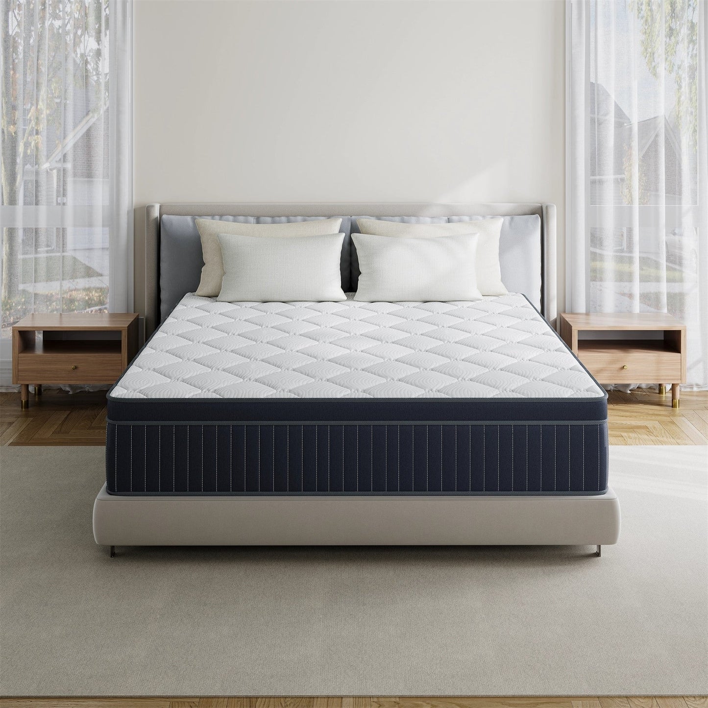 Matelas hybride en mousse à mémoire de forme avec gel, moelleux, de 30 cm (12 po) d'épaisseur, rafraîchissant et respirant, certifié CertiPUR-US, SGS et OEKO-TEX.