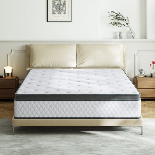 Matelas hybride en mousse à mémoire de forme ferme de 30 cm (12 po) SweDrea, certifié CertiPUR-US et Oeko-TEX, avec ressorts renforcés.