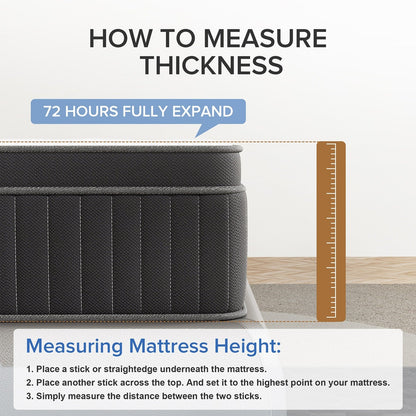 Matelas hybride SweDrea à ressorts avec mousse à mémoire de forme au gel, surcouche de 30 cm (12 po) et niveau de fermeté moyen, certifié CertiPUR-US, SGS et OEKO-TEX.