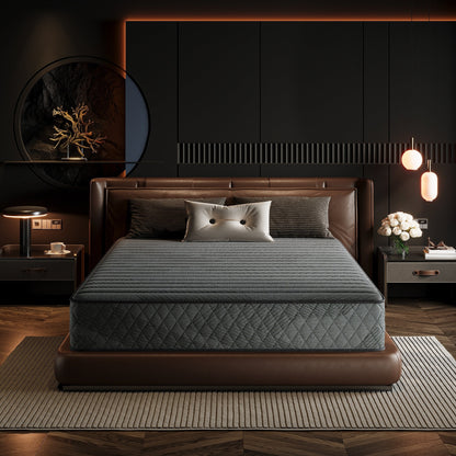 Matelas hybride en mousse à mémoire de forme avec gel, 8/12 pouces, fermeté moyenne, respirant et rafraîchissant, certifié CertiPUR-US, SGS et OEKO-TEX.