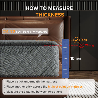 Matelas hybride en mousse à mémoire de forme avec gel, 8/12 pouces, fermeté moyenne, respirant et rafraîchissant, certifié CertiPUR-US, SGS et OEKO-TEX.