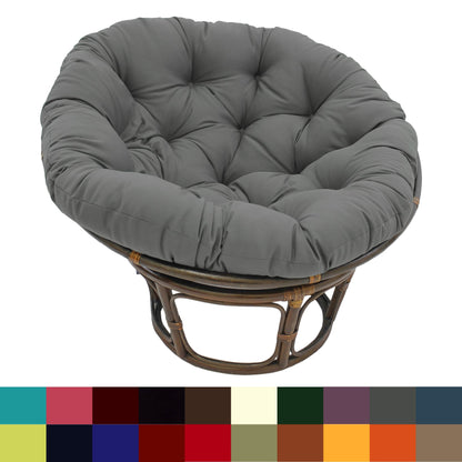 Fauteuil Papasan en rotin Bali de 107 cm avec coussin en toile twill