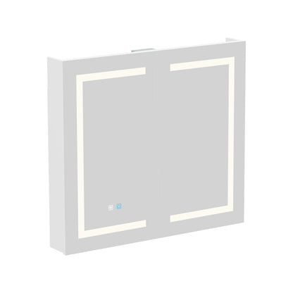 Armoire à pharmacie de salle de bain avec miroir LED anti-buée 6000K, armoire murale blanche