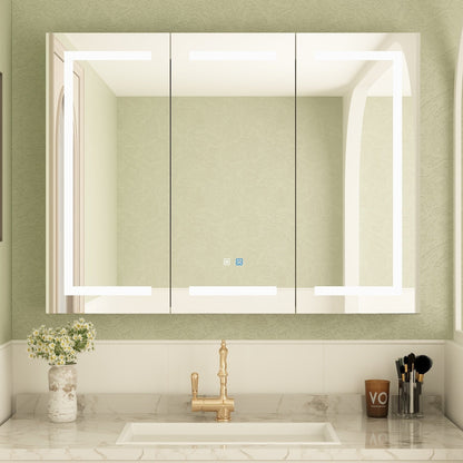 Armoire à pharmacie de salle de bain avec miroir LED anti-buée 6000K, armoire murale blanche