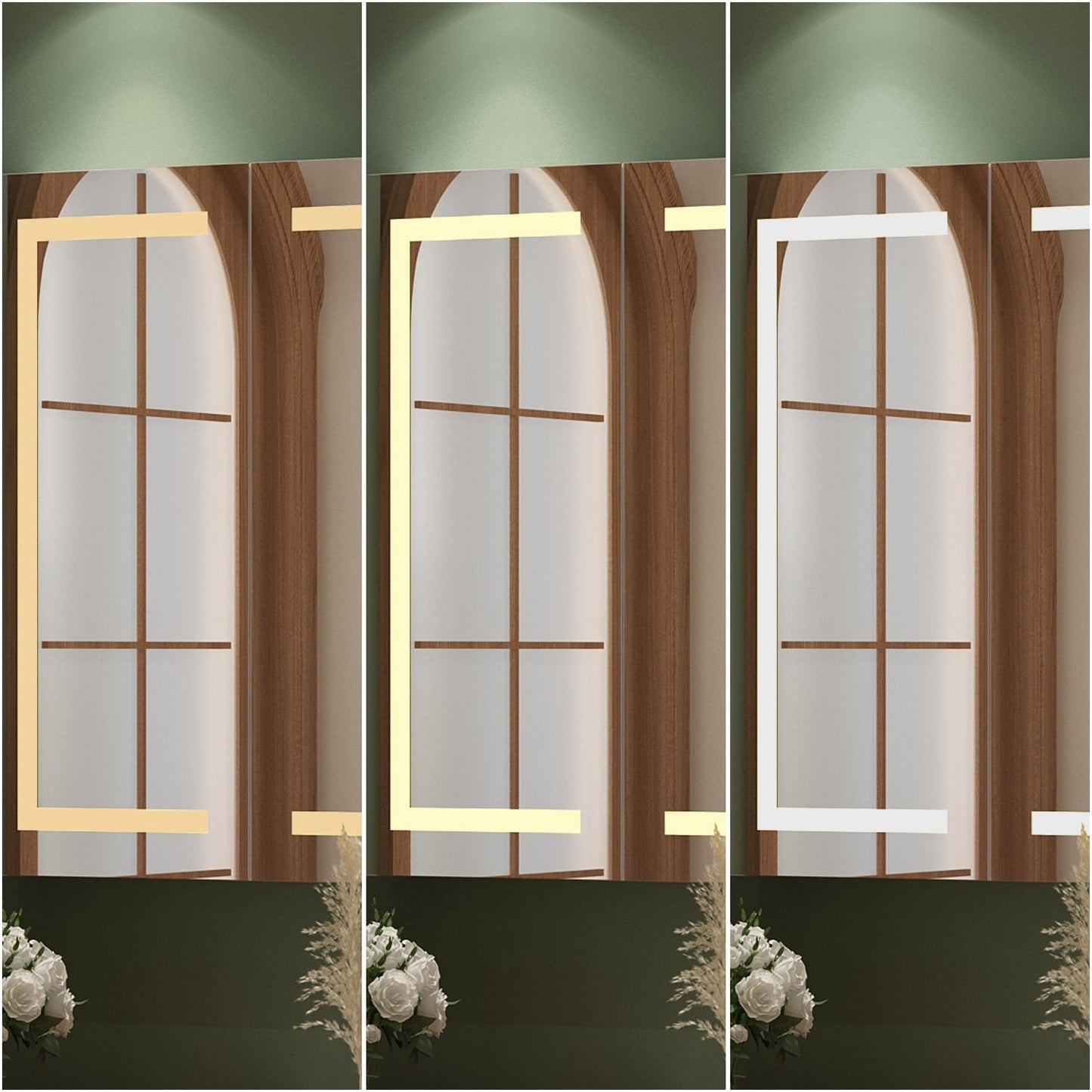 Armoire à pharmacie de salle de bain avec miroir LED anti-buée 6000K, armoire murale blanche