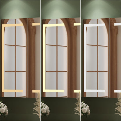 Armoire à pharmacie de salle de bain avec miroir LED anti-buée 6000K, armoire murale blanche