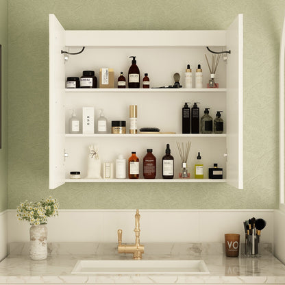 Armoire à pharmacie de salle de bain avec miroir LED anti-buée 6000K, armoire murale blanche