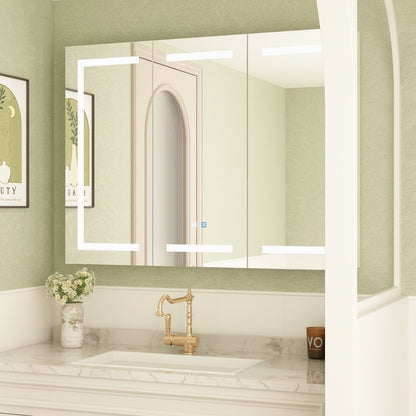 Armoire à pharmacie de salle de bain avec miroir LED anti-buée 6000K, armoire murale blanche