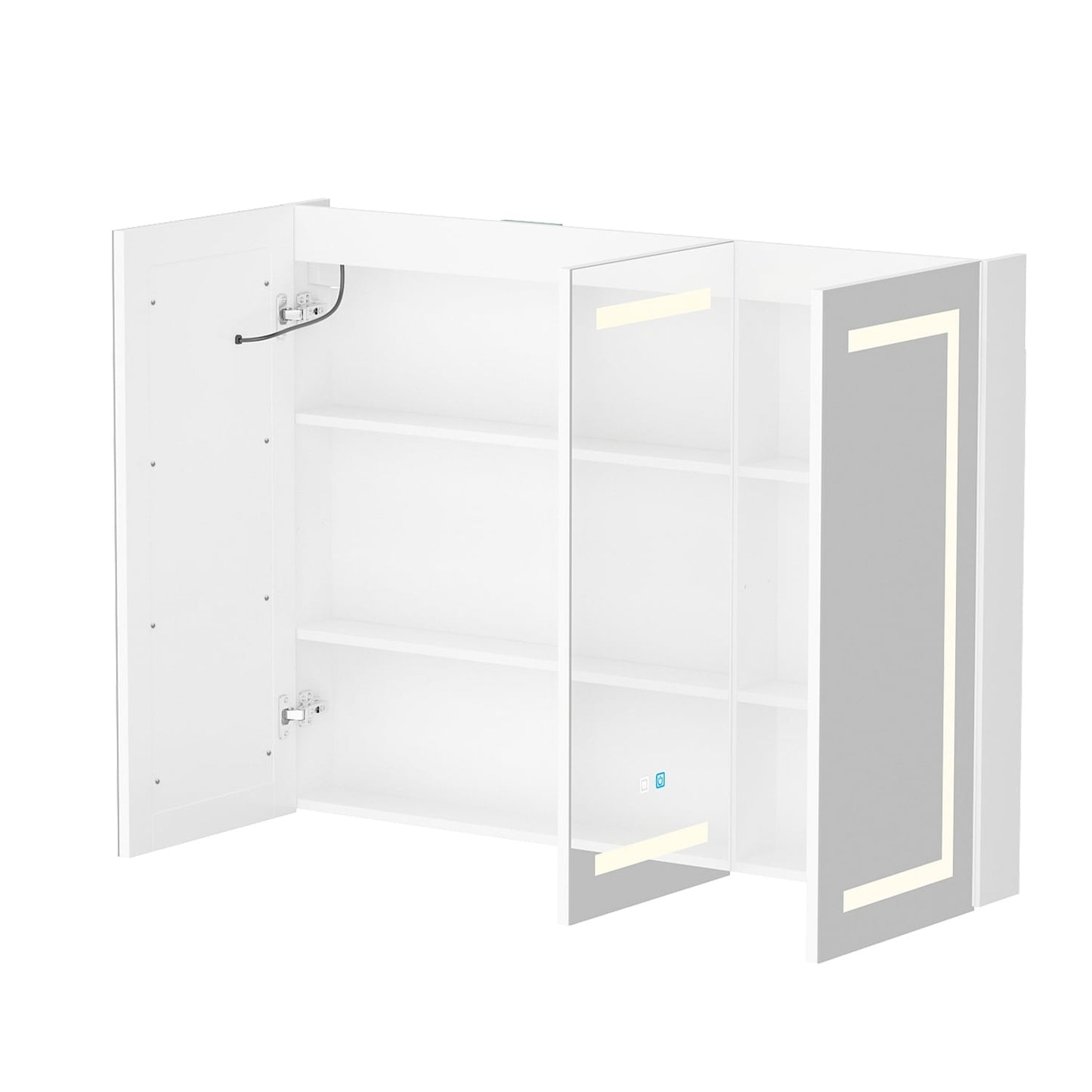 Armoire à pharmacie de salle de bain avec miroir LED anti-buée 6000K, armoire murale blanche