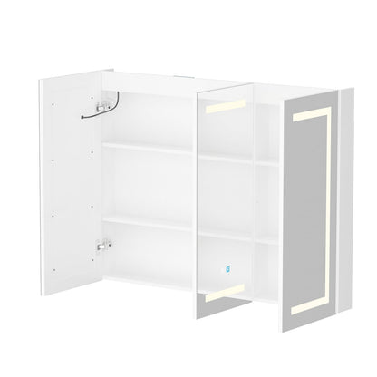 Armoire à pharmacie de salle de bain avec miroir LED anti-buée 6000K, armoire murale blanche