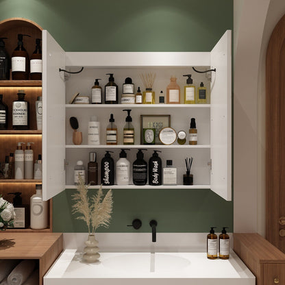 Armoire à pharmacie de salle de bain avec miroir LED anti-buée 6000K, armoire murale blanche