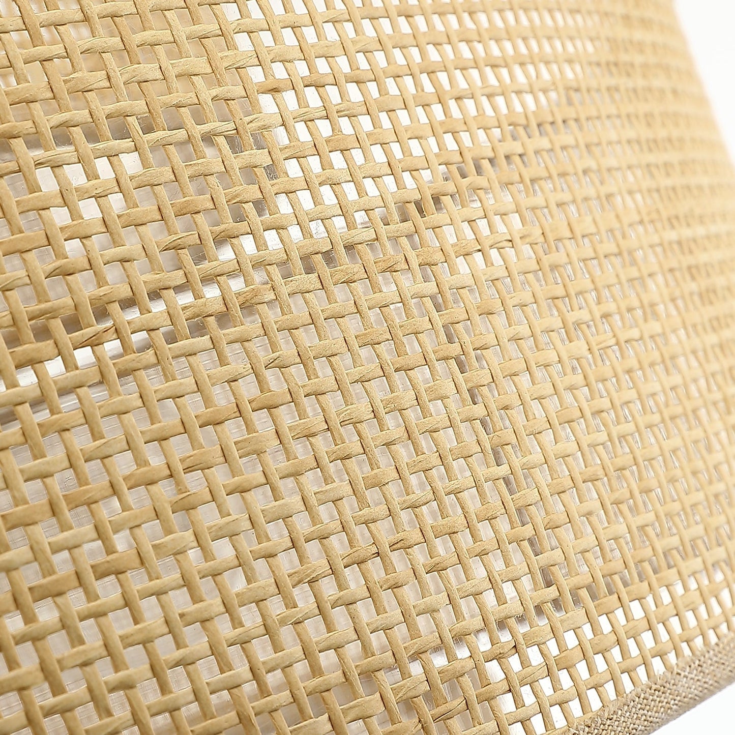 Luminaire à suspension à 5 lumières en forme de tambour noir de style côtier avec abat-jour double en rotin - 61 cm de largeur