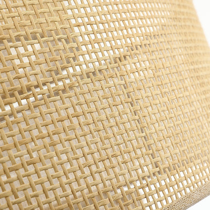 Luminaire à suspension à 5 lumières en forme de tambour noir de style côtier avec abat-jour double en rotin - 61 cm de largeur