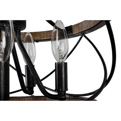 Bella Depot Lustre en bois rustique à 5 lumières, éclairage à intensité variable, luminaire suspendu de style farmhouse réglable de 15,7 pouces pour îlot de cuisine