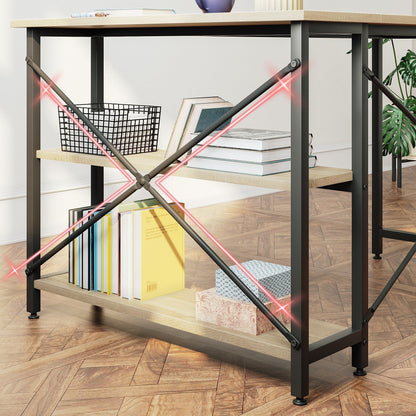 Bureau en forme de L avec étagères de rangement, bureau d'ordinateur d'angle.