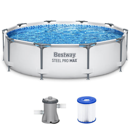 Piscine hors sol Bestway Steel Pro MAX ronde de 305 cm de diamètre et 76 cm de hauteur avec pompe - 305 cm x 76 cm.