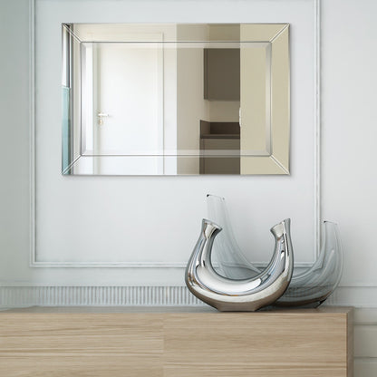 Miroir rectangulaire biseauté transparent haute définition à fixer au mur pour salle de bain, meuble-lavabo, chambre à coucher, 3 tailles