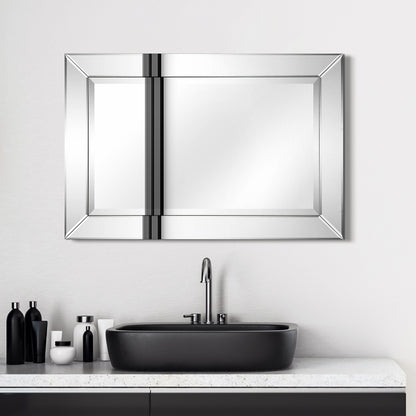 Miroir rectangulaire biseauté transparent haute définition à fixer au mur pour salle de bain, meuble-lavabo, chambre à coucher, 3 tailles