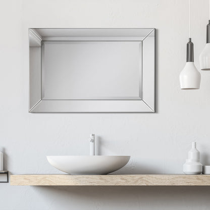 Miroir rectangulaire biseauté transparent haute définition à fixer au mur pour salle de bain, meuble-lavabo, chambre à coucher, 3 tailles