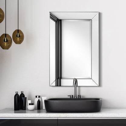 Miroir rectangulaire biseauté transparent haute définition à fixer au mur pour salle de bain, meuble-lavabo, chambre à coucher, 3 tailles