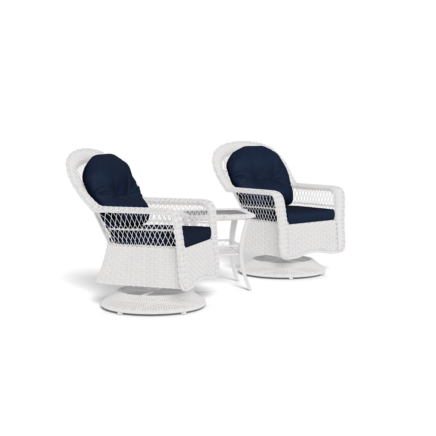 Ensemble de jardin en rotin blanc pour extérieur, avec balançoire pivotante Biloxi (3 pièces)