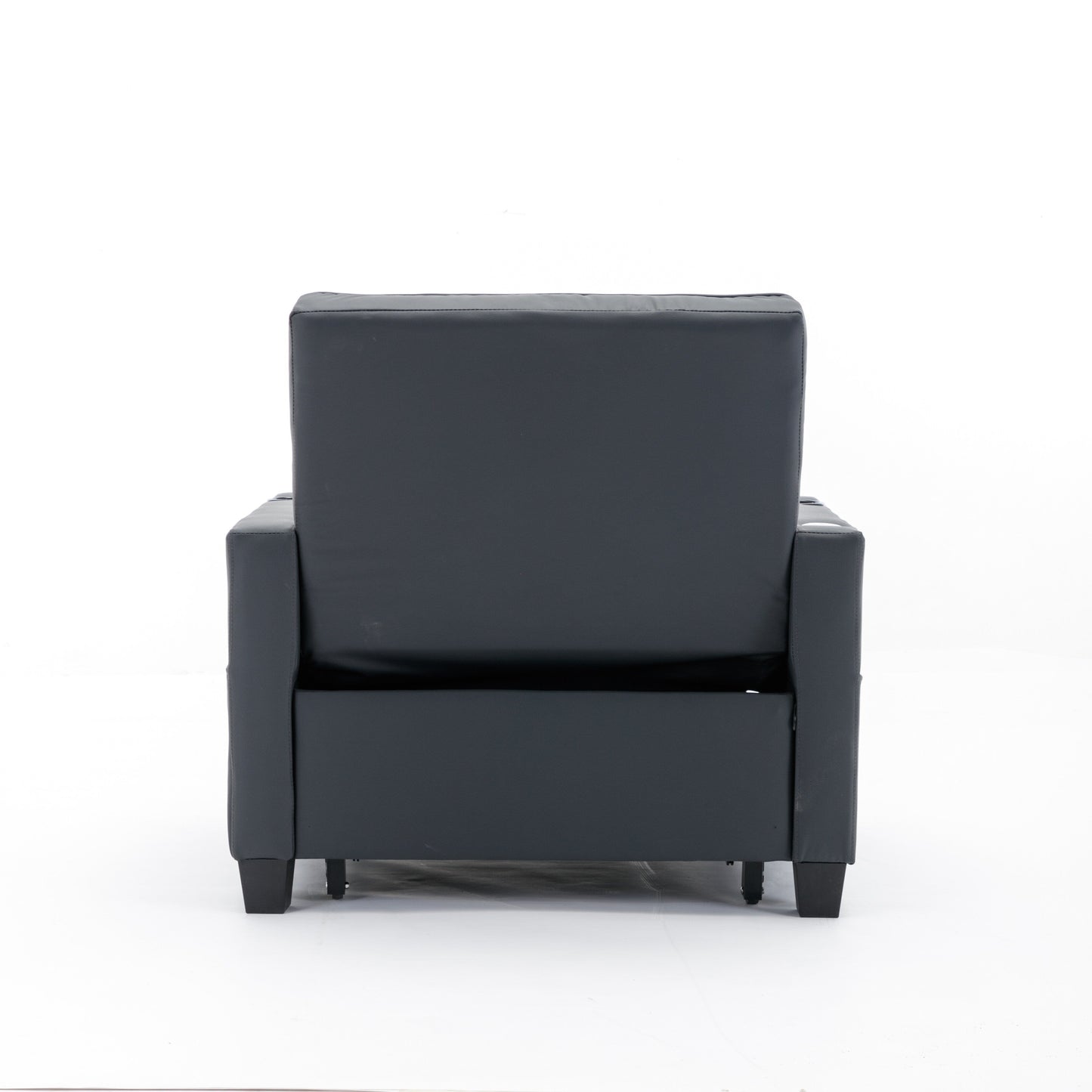 Canapé-lit convertible en simili cuir noir avec ports USB