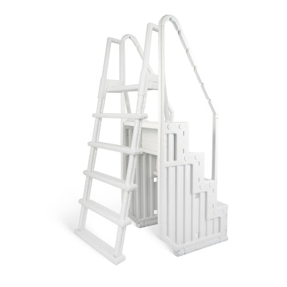 Escabeau d'accès à la piscine Blue Wave Easy Pool Step avec échelle extérieure pour piscines hors sol - 82,5 cm L x 142,2 cm P x 205,7 cm H