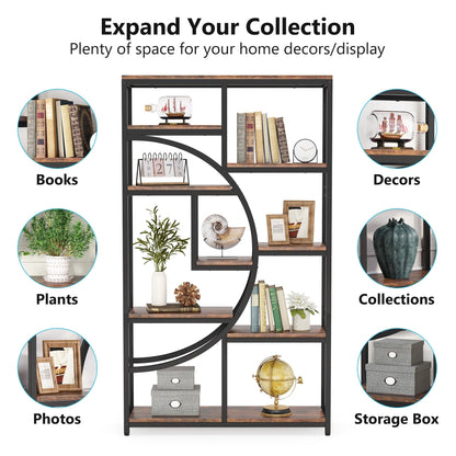 Étagère à livres 5 niveaux, style industriel, pour chambre à coucher, salon, bureau à domicile.