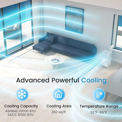 Climatiseur portable 3-en-1 Bossin 8000 BTU (ASHRAE), 5000 BTU (SACC) avec télécommande, refroidisseur d'air portable silencieux pour chambre - 880v