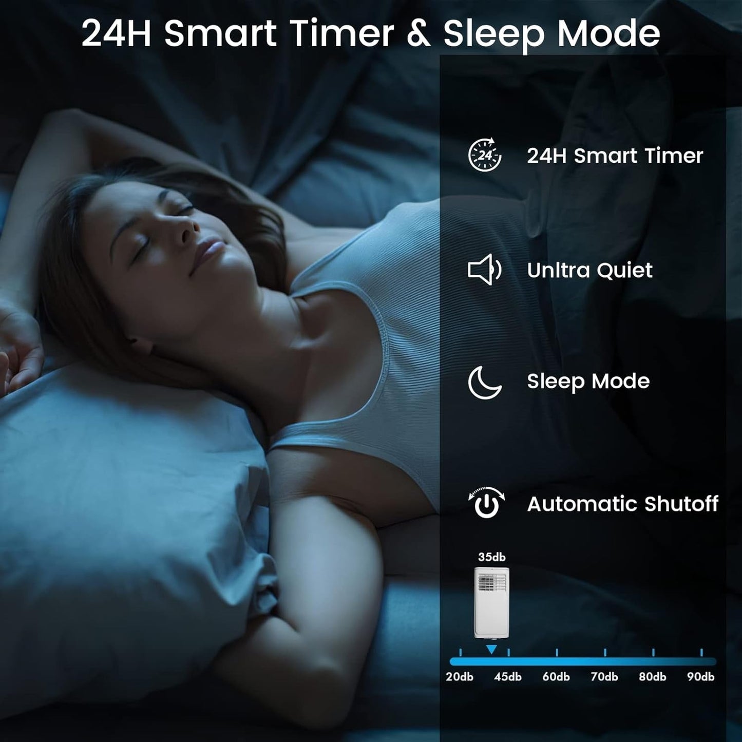 Climatiseur portable 3-en-1 Bossin 8000 BTU (ASHRAE), 5000 BTU (SACC) avec télécommande, refroidisseur d'air portable silencieux pour chambre - 880v