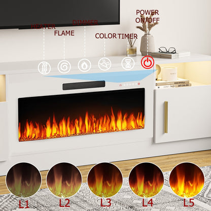 Meuble TV avec foyer électrique Bossin 70, foyer électrique de 36 pouces, meuble TV pour téléviseurs jusqu'à 80 pouces, éclairage LED à 16 couleurs/centre de divertissement