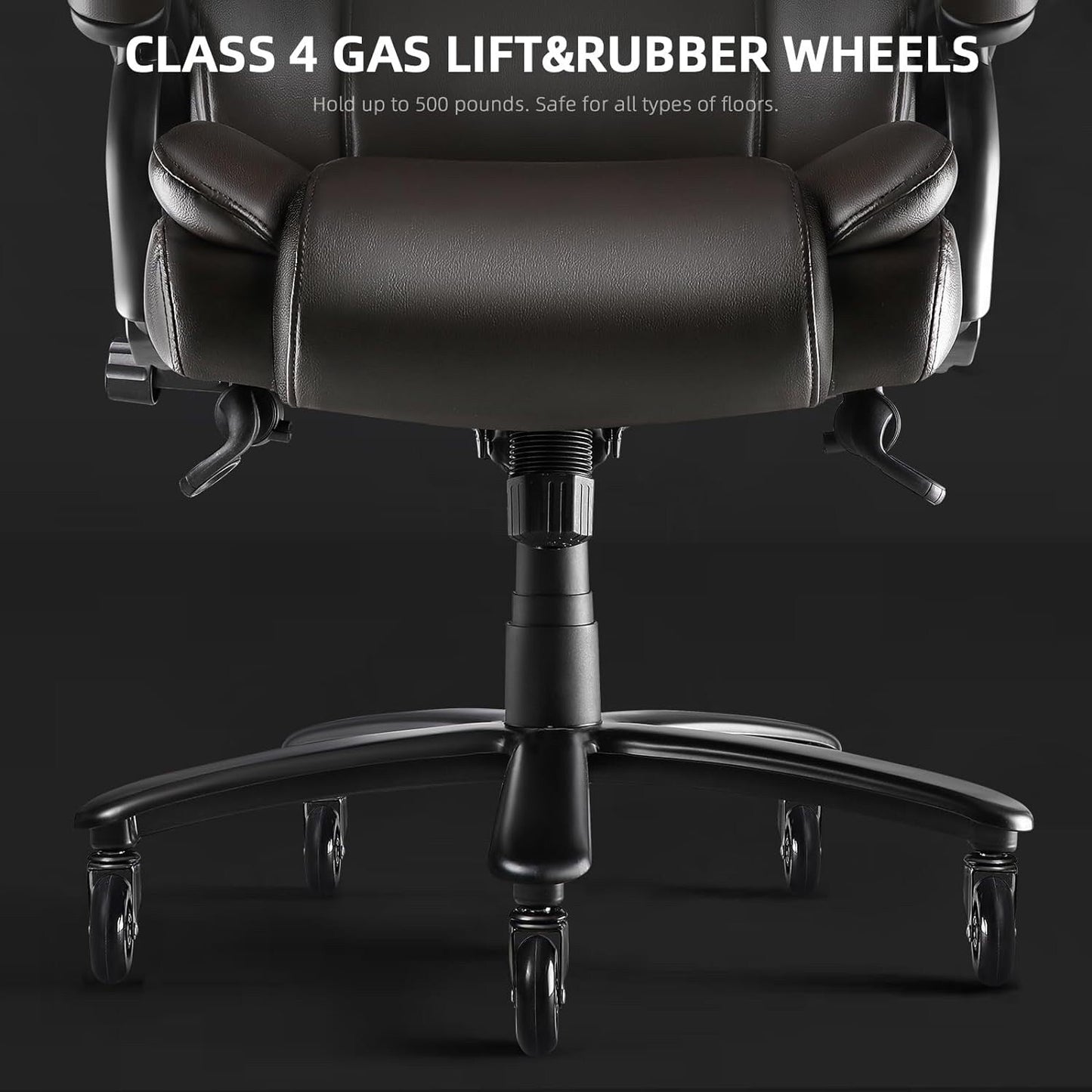 Chaise de bureau executive Bossin pour personnes de grande taille et fortes corpulent, support lombaire réglable, 500 lbs, chaise ergonomique à dossier haut en cuir PU pour ordinateur.