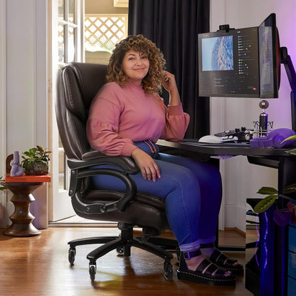 Chaise de bureau executive Bossin pour personnes de grande taille et fortes corpulent, support lombaire réglable, 500 lbs, chaise ergonomique à dossier haut en cuir PU pour ordinateur.